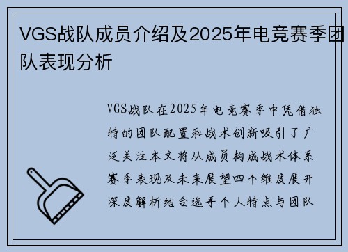 VGS战队成员介绍及2025年电竞赛季团队表现分析